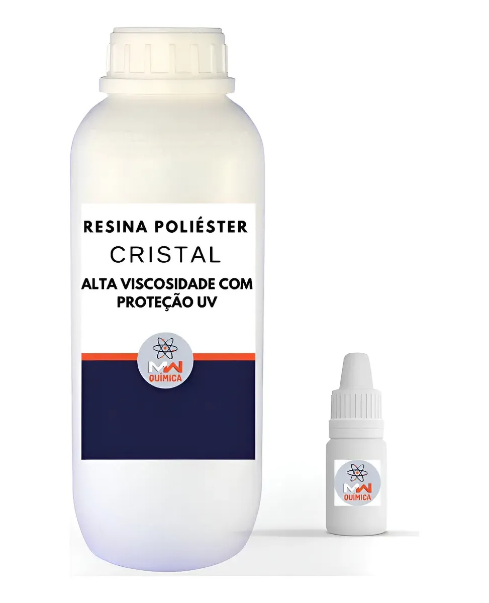 Resina Poliéster Cristal 1kg C/ Proteção Uv E Catalizador - Capa